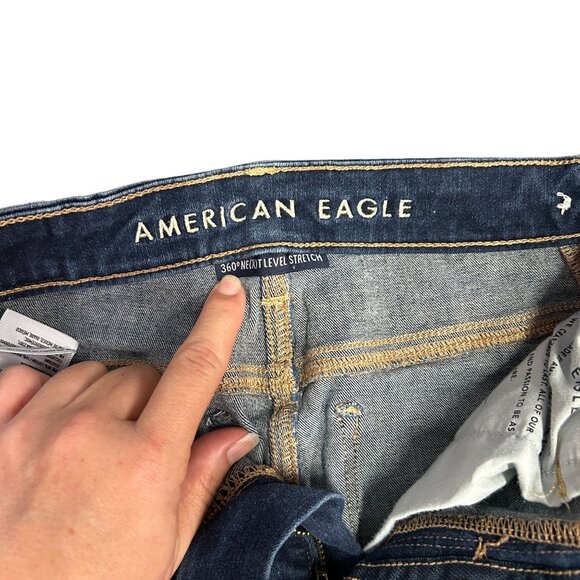 American Eagle Womens 0 Blue Skinny Jeans 360 Next Level Stretch Dark Wash Denim - Picture 7 of 13